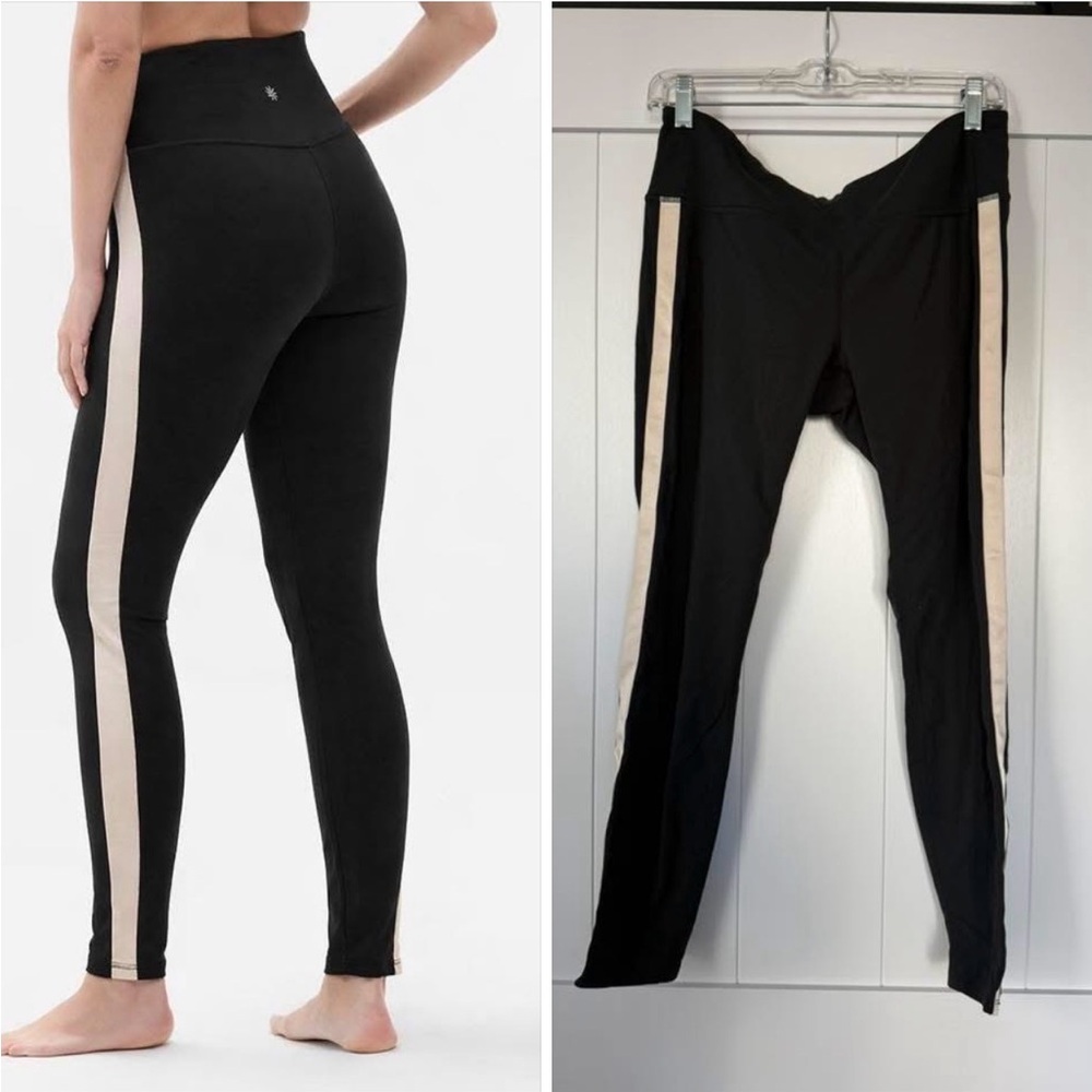 🖤 Athleta Tux Black Leggings w/ Cream Reflective Stripes